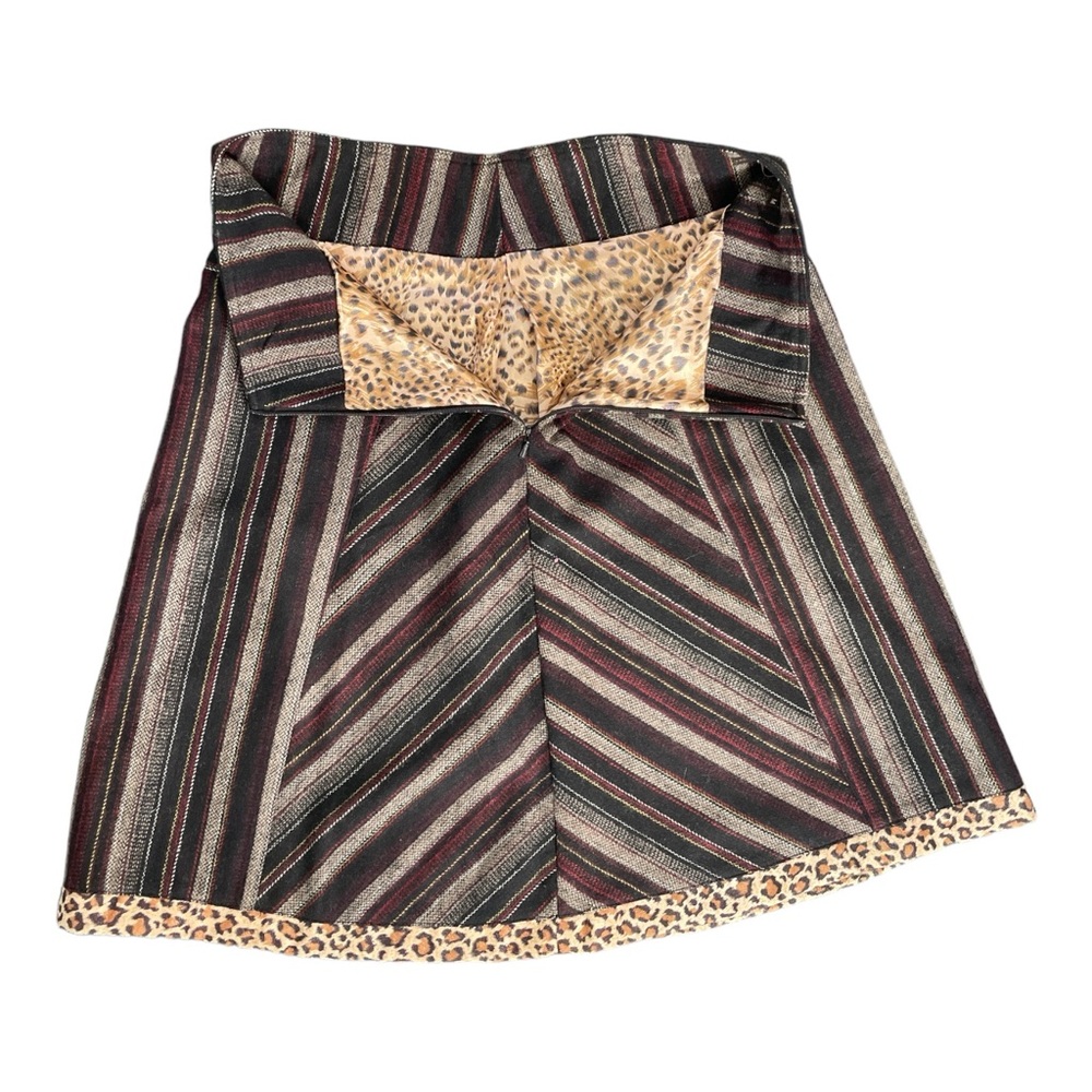 Anthropologie Hazel Women’s Midi A-Line Striped Skirt Size M Animal Print Trim